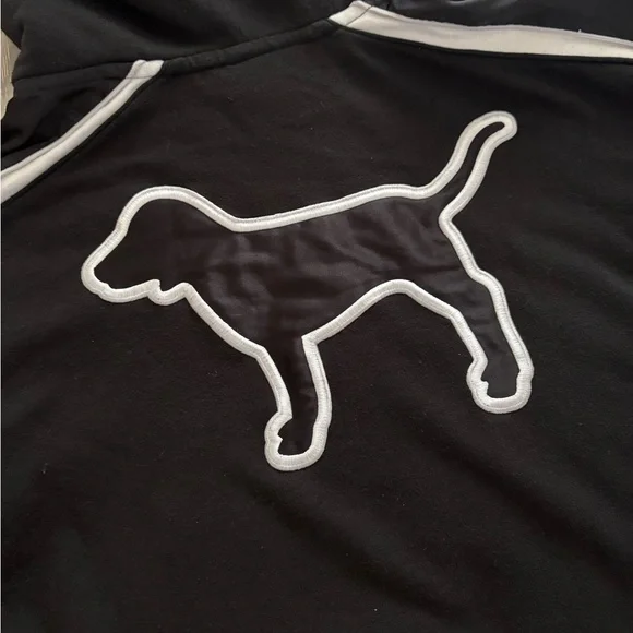 Victoria’s Secret PINK Varsity Dog Black Hoodie w/ Zip Up Sweater/Hoodie - Picture 2 of 2